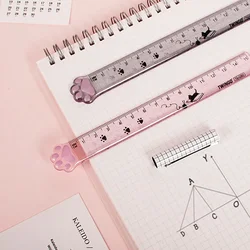 Regla recta de tiempo de estudio Kawaii para niños, reglas de dibujo DIY multifunción para niños, estudiantes, oficina, papelería escolar