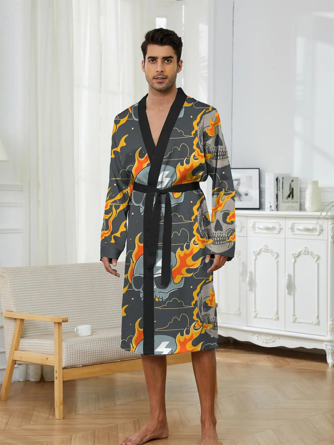 1pcs Men's Robes 2026 Spring/Summer Funny pajamas Bathrobe man Graphic Robes Breathable bath robe Shower robe 3D Printed