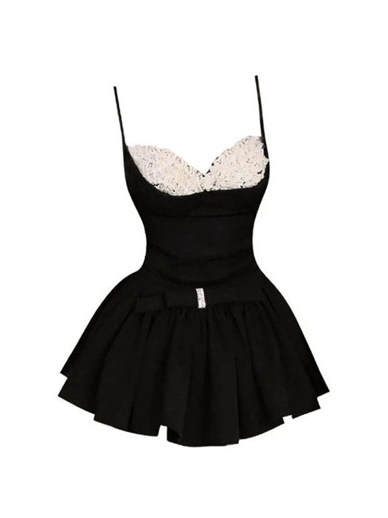 Women Black Gothic 2000s Y2k Sexy Lace Patchwork Camisole & Mini Skirt 2 Piece Set Vintage Skirt Sets Outfit Clothes Summer 2026