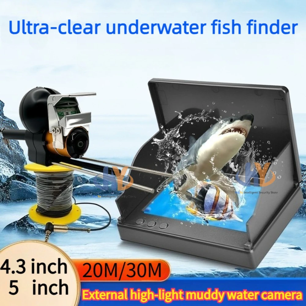 Underwater Fishing Camera Fish Finder 4.3/5 Inch External LEDs Murky Water, 220° Wide View Fishing Camera, 8IR Night Vision IP68