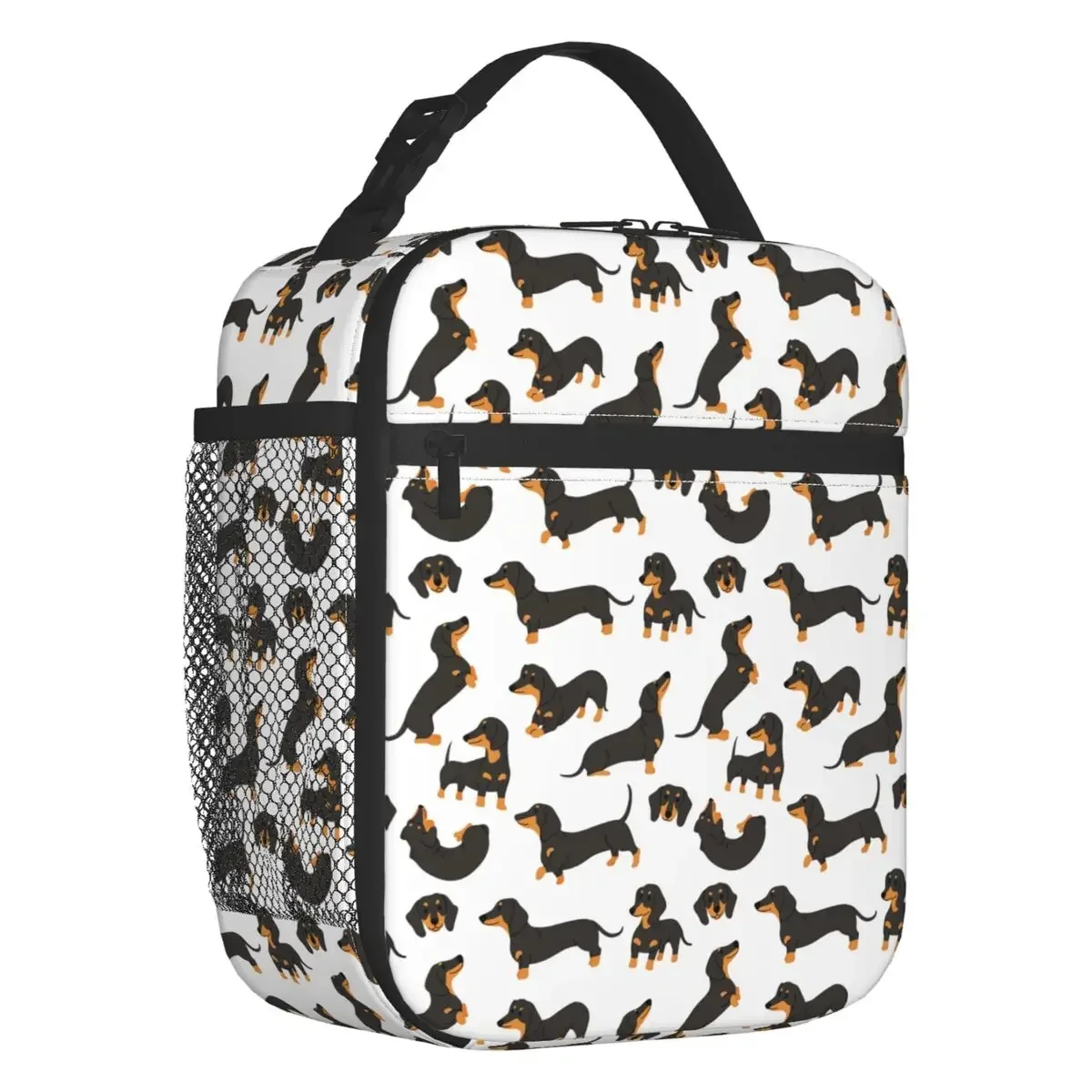 

Dachshund In Action Insulated Lunch Bag Women Portable Badger Wiener Sausage Dog Thermal Cooler Lunch Box Beach Camping Travel