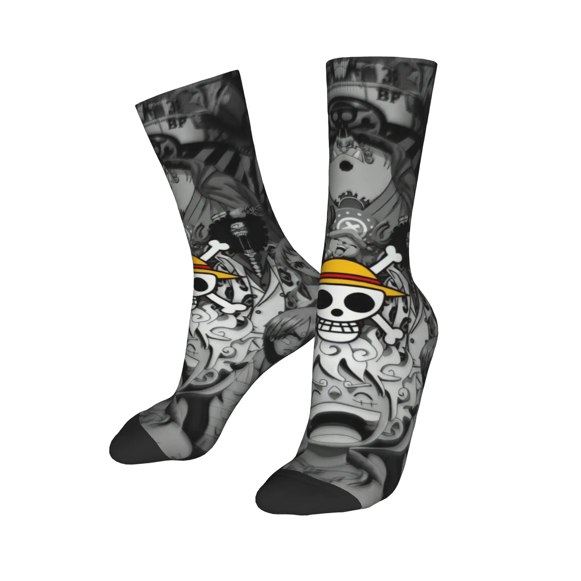 Luffy Zoro Tony Chopper anime meias para mulheres homens durante toda a temporada meias fofas de tubo médio absorventes de suor