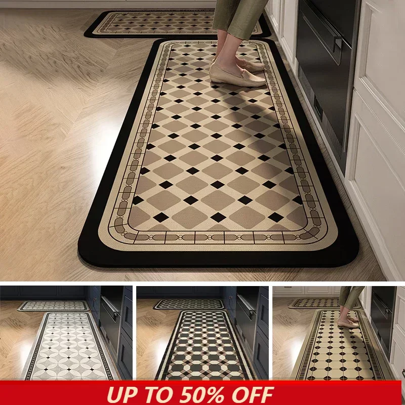 Retro Kitchen Mat Absorbent Drying Kitchen Floor Mat Long Area Rug for Living Room Entrance Doormat Bathroom Accessories 러그