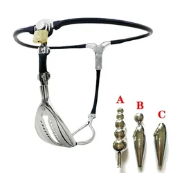 Female Chastity Belt Stainless Steel Bondage Anal Plug Hole Fetish Underwear Strapon Belt Lockable Pants BDSM Sex Toys For Woman