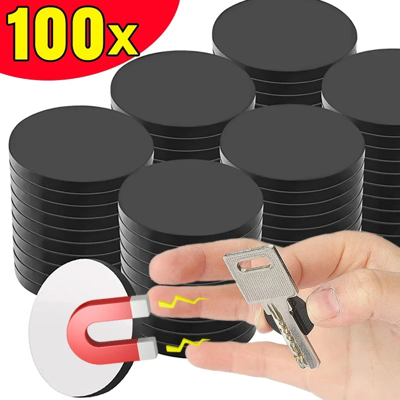 100/50Pcs Self Adhesive Soft Magnetic Sheet Flexible Round Mini Disc Stickers DIY Fridge Sticker Crafts Photos Office Supplies