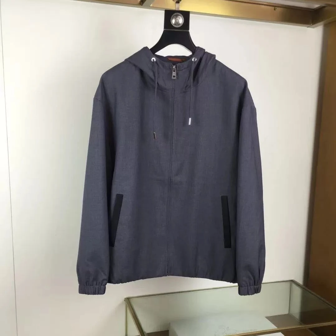 Italian LP embroidered old money style men's hooded casual minimalist jacket