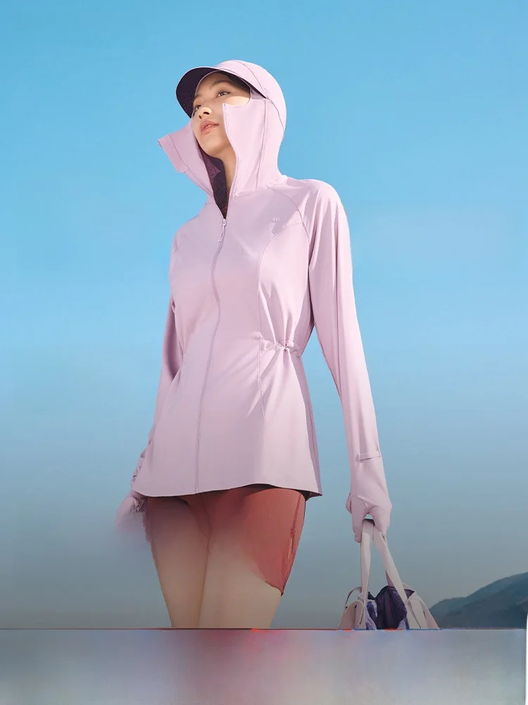 

Женская солнцезащитная одежда Banana Le: полная защита, ледяной шелк, для активного отдыха, велоспорта, с защитой пальцев, свободный крой, эластичный пояс