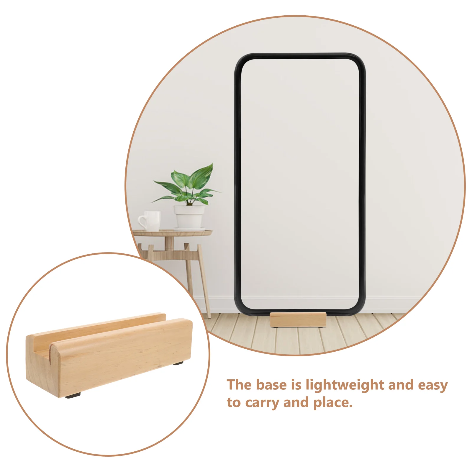 Solid Wood Floor Mirror Base Heavy Stand for Fixed Pad Holder Full Length Wooden Minimalist Decor