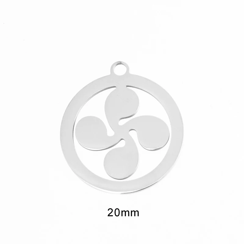 Simsimi Stainless steel  Lauburu Four Heads Pendant Basque Cross Simbol of Star Sun keltic Pendant  charms 10pcs