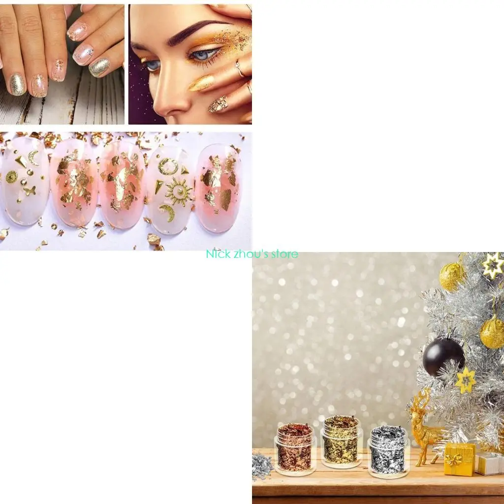 

E15E 3 бутылки хлопья золотой фольги для хлопьев металлической фольги цвета смолы