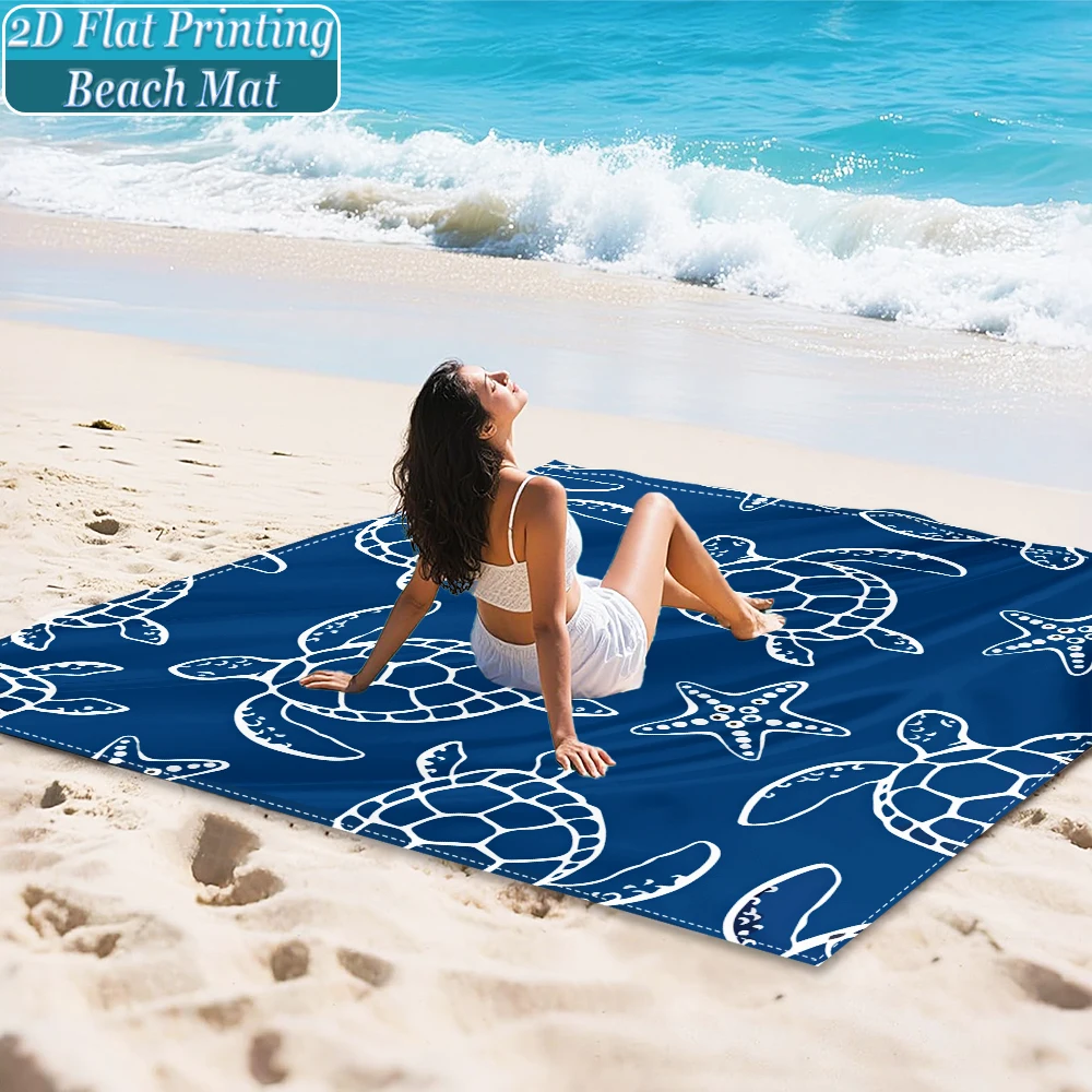 1-Piece Set, Summer Outdoor Beach Mat, Includes 4 Ground Stakes, Unique Printed Design, Fade-Resistant, Lightweight, Quick-Drying, Easy to Carry, Windproof and Sandproof, Fashionable and Trendy Outdoor Activity Decoration, Suitable for Beach, Camping, Picnics, Parties