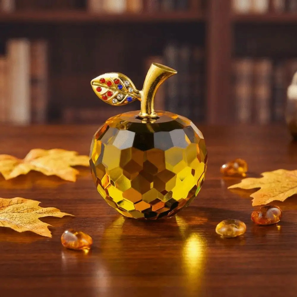 Crystal Glass Fruit Figurines Realistic Design Mini Fruit Collectible Figurines Unique Art Home Decoration Desktop Decor