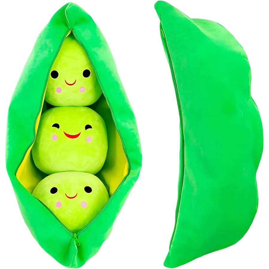Cuscino morbido per bambola di peluche con baccello di pisello verde, cuscino morbido per l'arredamento della camera, varie dimensioni 19,6''/50 cm