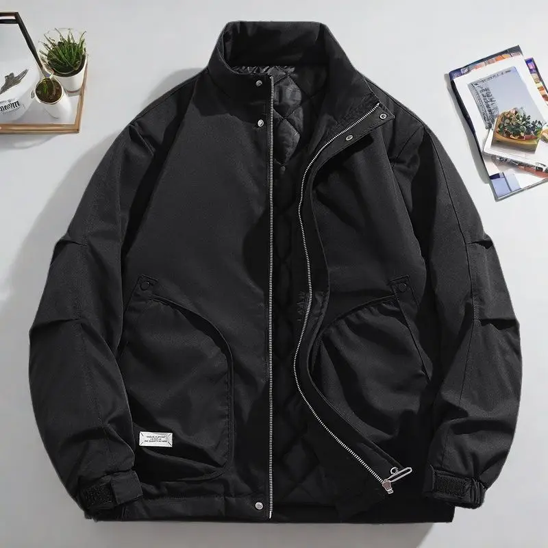 American Retro Thick-Padded Jacket Men's Autumn Winter Coat Warm Trendy Retro Style for the Season