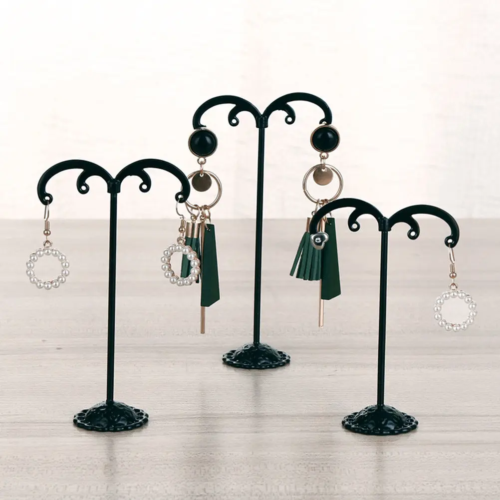 3Pcs Lightweight Hollow Base Earrings Stand Metal Jewelry Display Stand for Stud Dangle Earrings Home Commercial Use