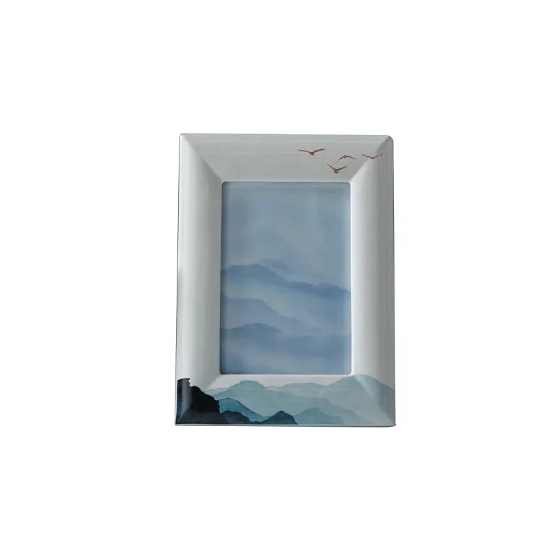 

Rectangle ceramic photo frame, new Chinese creative ink painting mountain shadow photo frame three-piece set