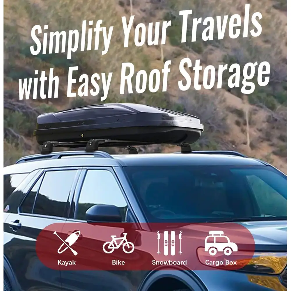 قضبان متقاطعة لرف السقف بوزن 300 رطل مناسبة لـ Explorer 2020-2026 مع قفل، قضبان سقف شديدة التحمل من الألومنيوم لسيارة البضائع على السطح #5