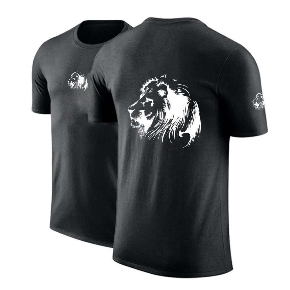 

Meditation Lion Printing New Men's Comfortable Summer Solid Color 100%Pure Cotton Fashion Casual Short Sleeve T-Shirts Tops