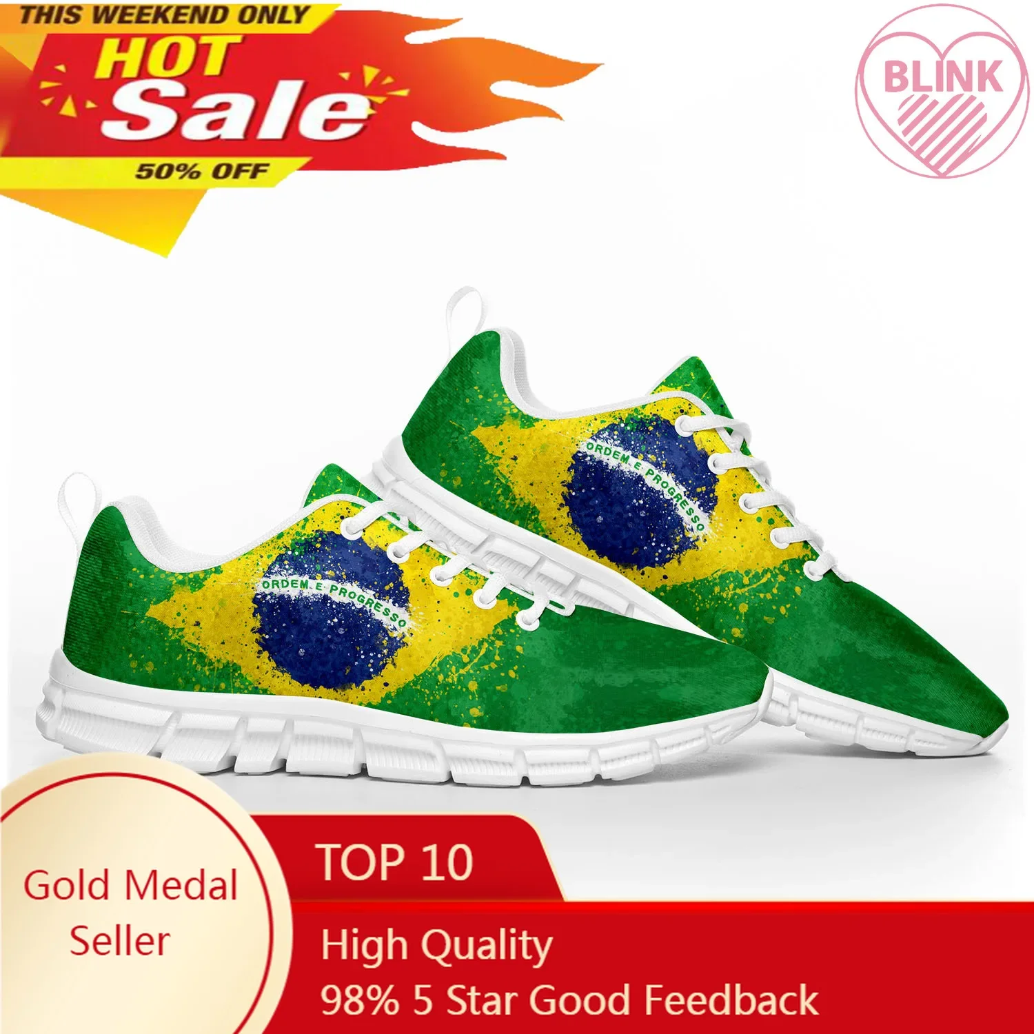 Sepatu olahraga bendera Brasil sepatu Sneakers anak-anak remaja Wanita Pria Sepatu pasangan kustom kasual sepak bola Brasil