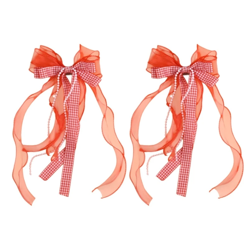 2 Pack Bedroom Window Curtain Tiebacks Clip, Decorative Gingham Plaids Bowknot Holdbacks Buckles with No Drilling Design for