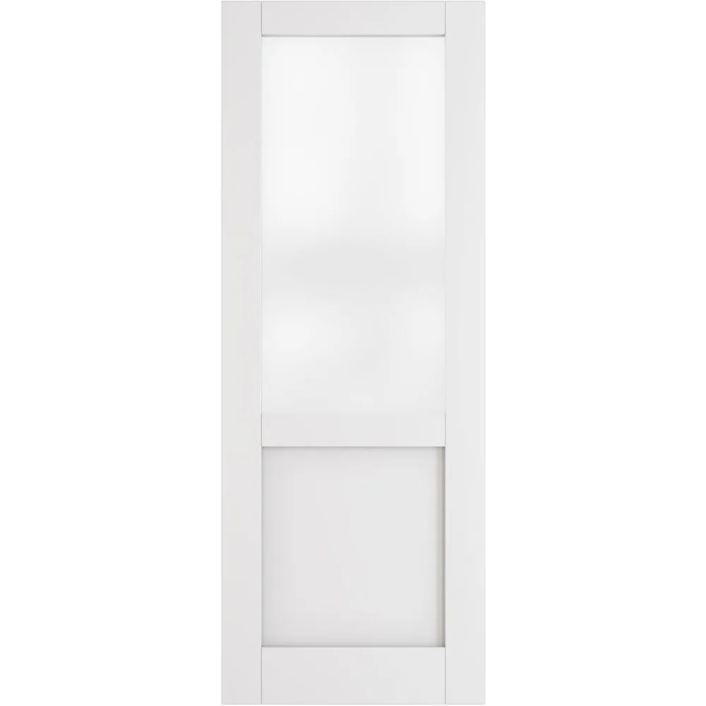 30" X 80" French Interior Door - Half Lite Frosted Glass Pantry Doors Panels, Closet & Bathroom Single Door Slab, Interior Door