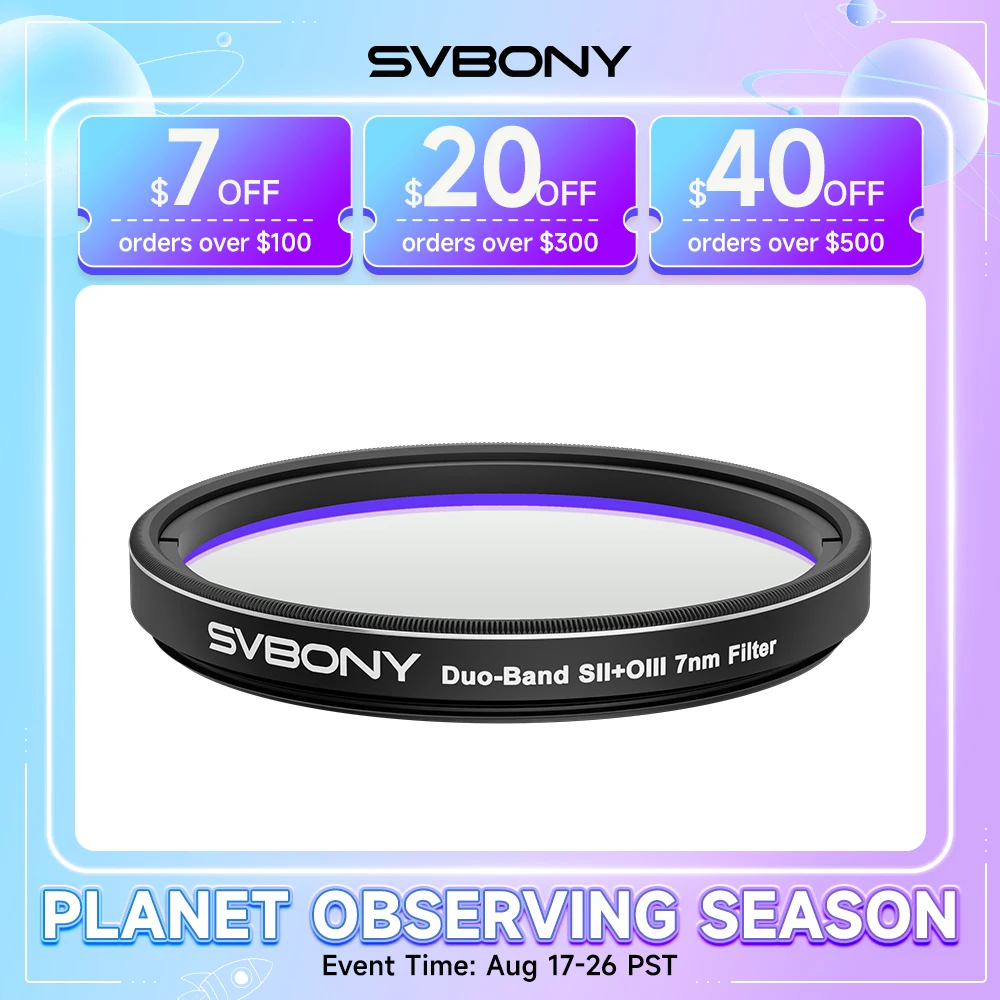 Svbony SV220 Teleskopfilter SII & OIII 7 nm Dualband 1,25"/2" Nebelfilter für Astrofotografie, beide in Licht verschmutzt