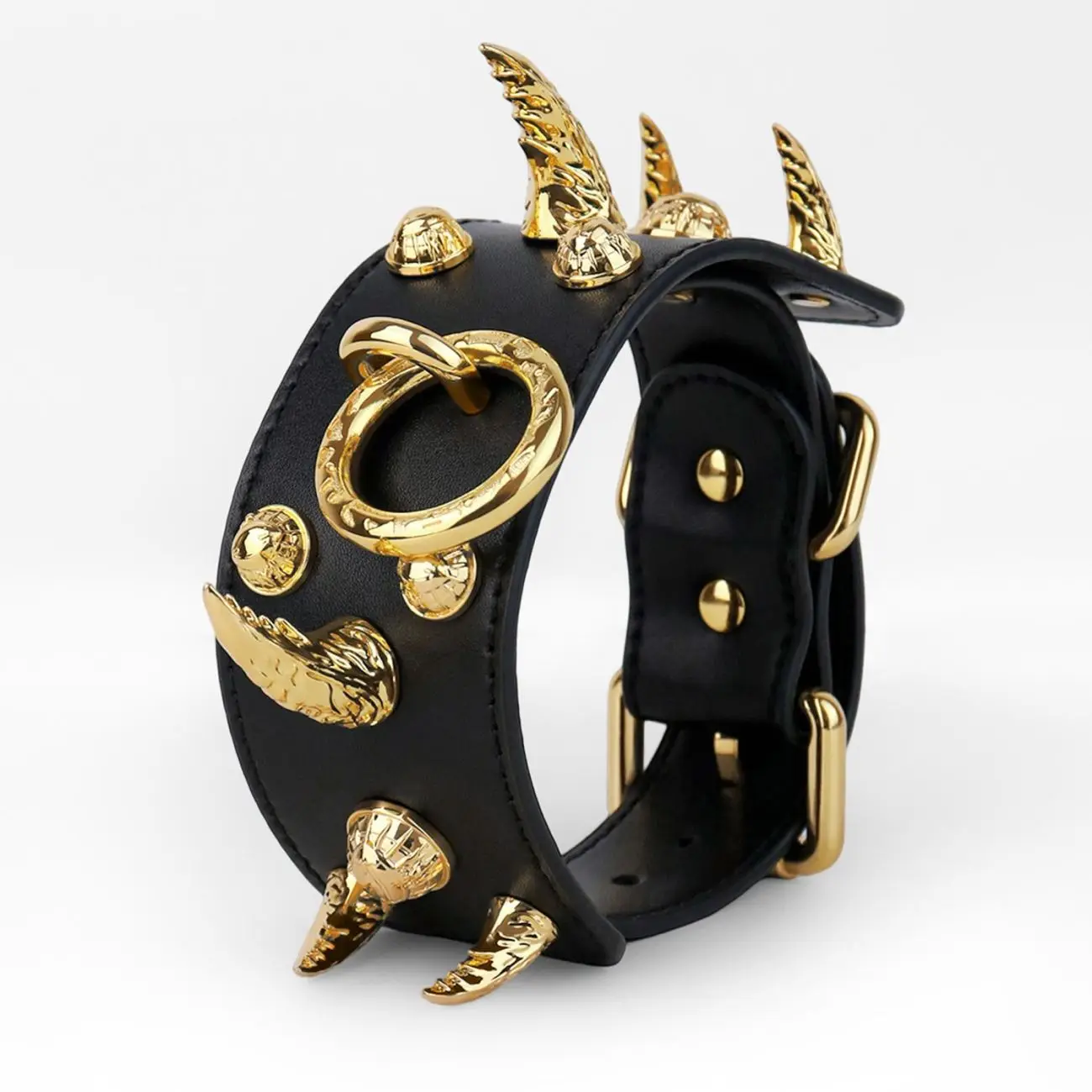 Punk Gothic Spiked Leather Metal Claw Studded Wrist Cuffs Adjustable Buckle Wristband Adult Couple Game Cosplay Restraints Prop