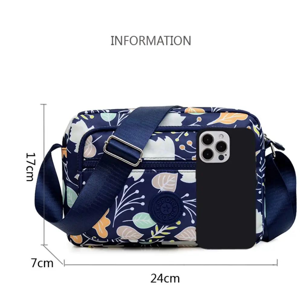 Floral Crossbody Bag Durable Oxford Casual Handbag Shoulder Bag Women