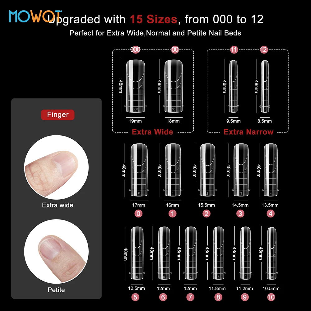 MOWOT 150pcs French Square Dual Forms Nail Molds for Poly Nail Gel Extension Top Forms Full Cover Acrylic False Nail Tips Molds