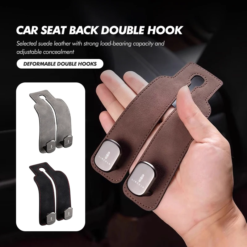 

For Lincoln Suede Car Seat Back Headrest Hook Storage Organizer Holder Navigator Continental Corsair MKC Nautilus Voyager