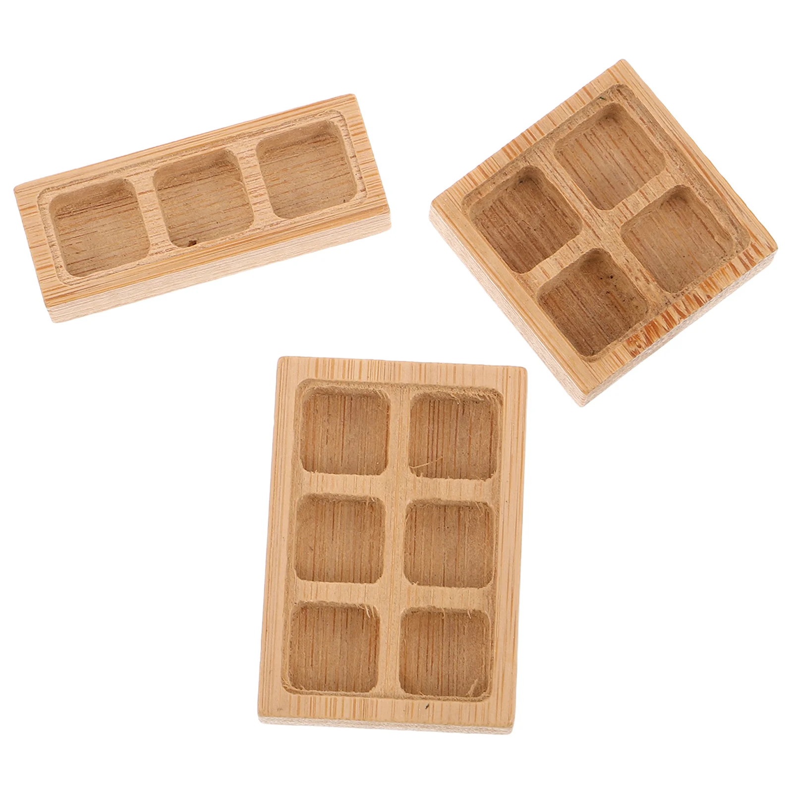 

3 шт. бамбуковый поднос для десерта, мини-деревянное блюдо для кукольного домика, кухонная витрина, маленькие сервировочные подносы, товары для вечеринок, миниатюрный декор