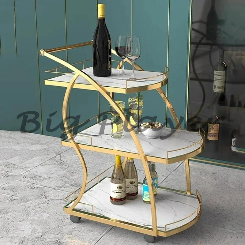 

Bar Tables Trolley Kitchen Sideboards Metal Shelf Serving Rolling Trolley Wine Rack Fruit Basket Archivadores Hotel Furiture