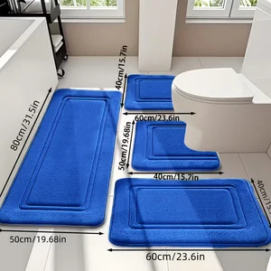 4Pc Circular Sponge Bathroom Mat. Super Soft. Water-Absorbent Floor Mat. 25D Thickened. Non-Slip. Machine Washable Luxurious Memory Foam. Bathroom Mat. Quick-Drying. Thickened. Bathroom Carpet. Soft and Comfortable Hom