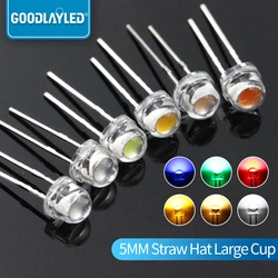 1000PCS 5MM Straw Hat Large Cup Short Leg Edge 0.2W White Red Blue Green Yellow DIP LED LAMP Light-Emitting Diode