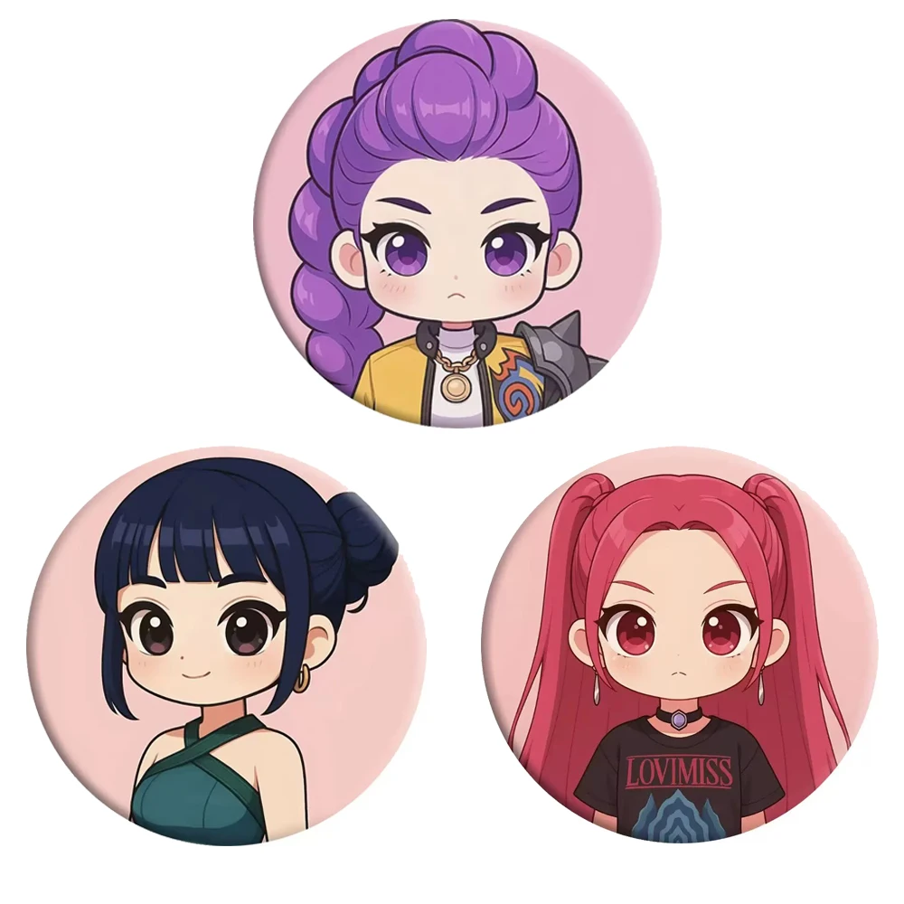 

3pcs/set KPOP Demon Hunters Cartoon Brooches Lapel Pins Badge on Backpack Costume Accessories Cosplay Props