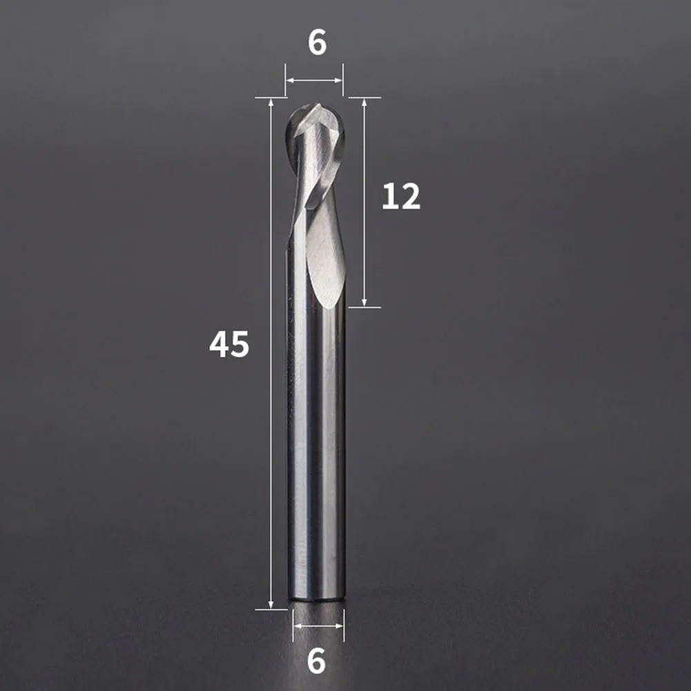 6mm Carbide Ball Nose End Mill Double Edged Spiral For CNC Wood Carving Deep Grooving Engraving Machine Rotary Tool