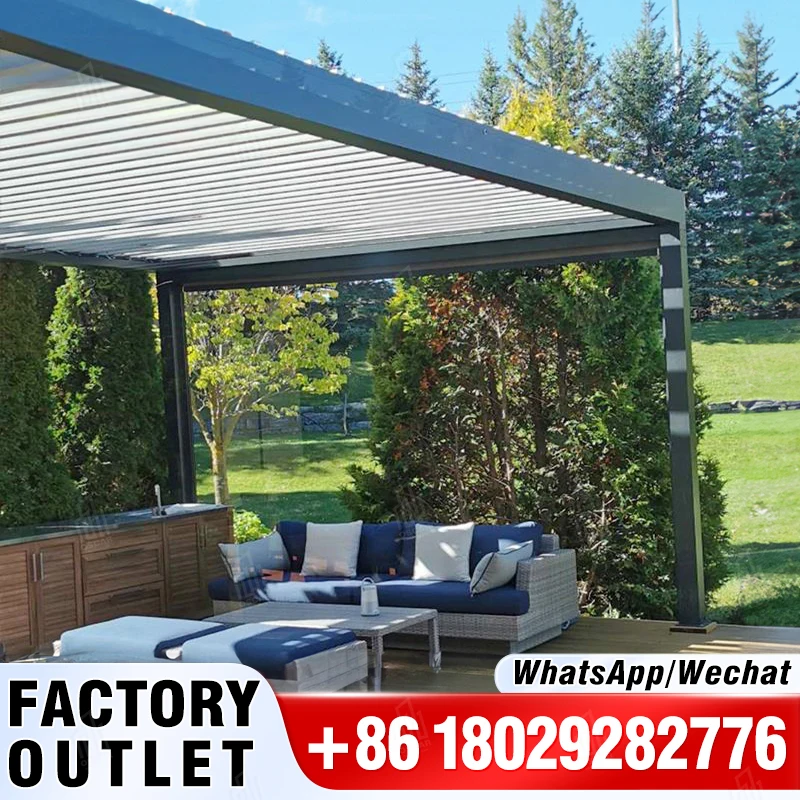 Factory Direct Sale Retractable outdoor aluminum pergola aluminum outdoor Folding System Roof retractable Pergola Awning pergola