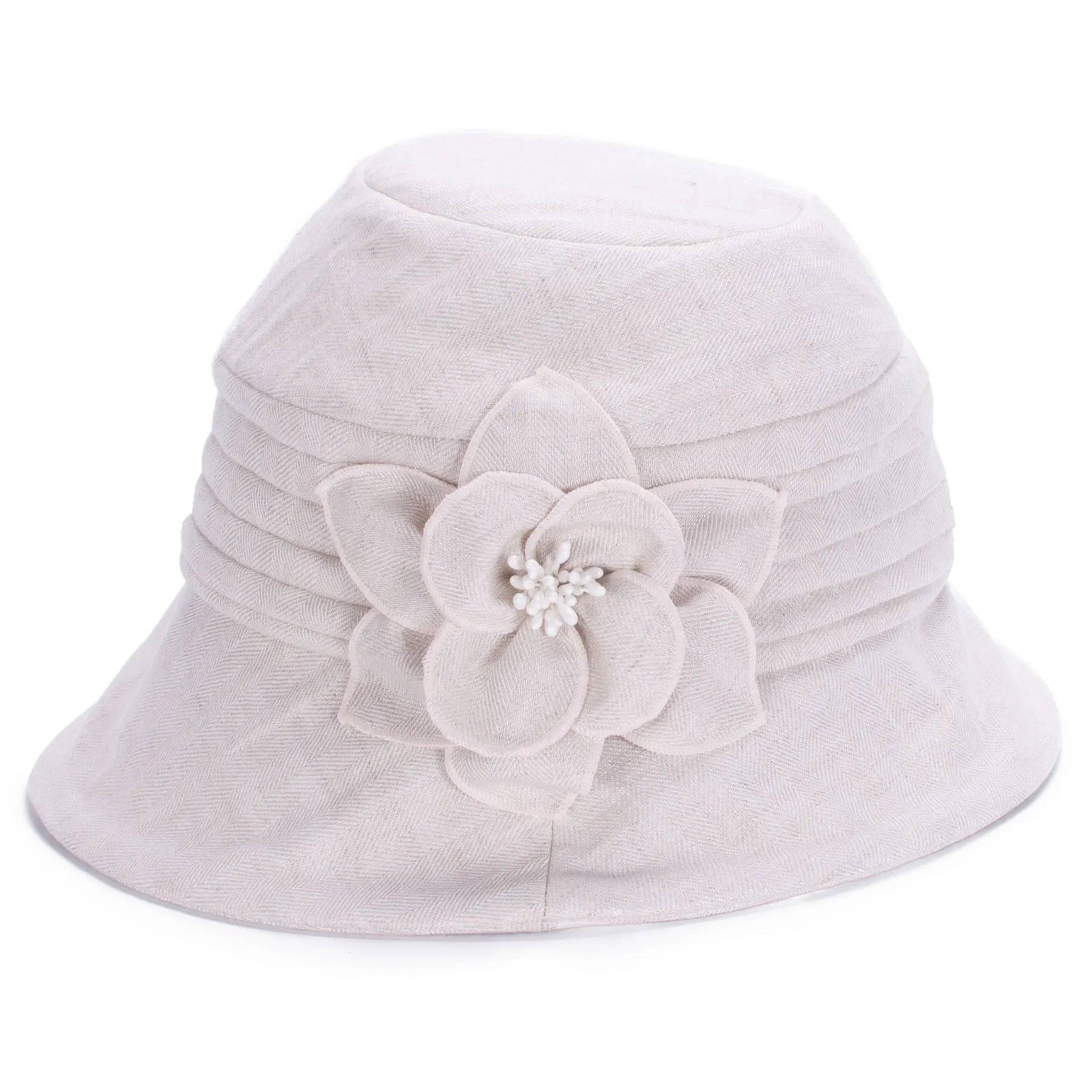 Lawliet Womens 1920s Flappers Vintage Style 100% Linen Cloche Bucket Sun Summer Floral Hat A602