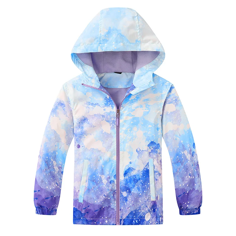 

Jacket For Girls Coat Spring/Autumn Children Windbreaker Polar Fleece Outerwear Waterproof Windproof Kids Hooded Clothes
