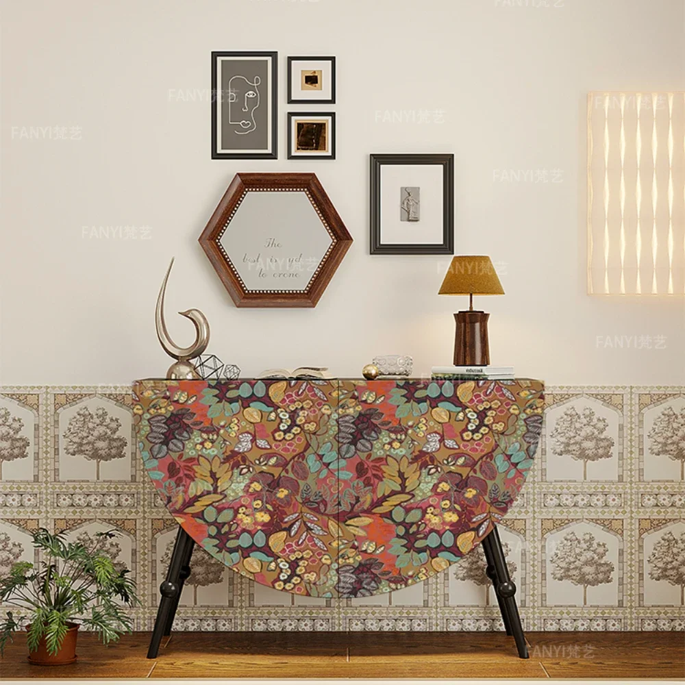 

Retro Living Room Household Solid Wood Curio Cabinet Sofa Edge Tea Cabinet