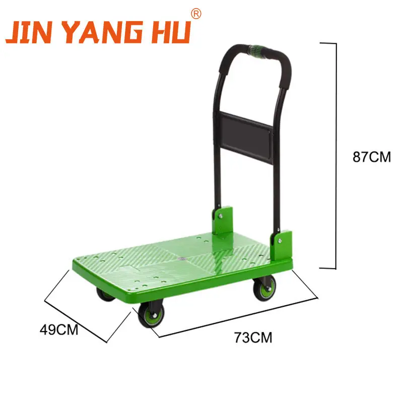 Platform Hand Trolley Cart Industrial Flatbed Trolley Mute Push Cart Four-wheel Heavy Loading Cart