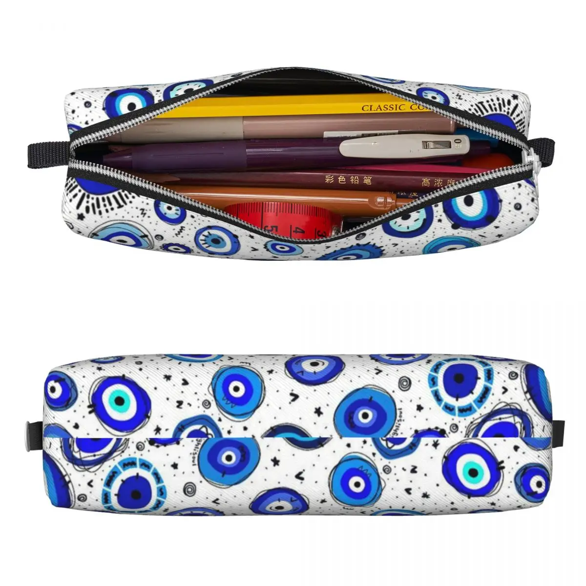 Evil Eye Pencil Case Greek Amulet Nazar Lucky Pencilcases Pen Box for Student Big Capacity Bags Students School Gift Stationery