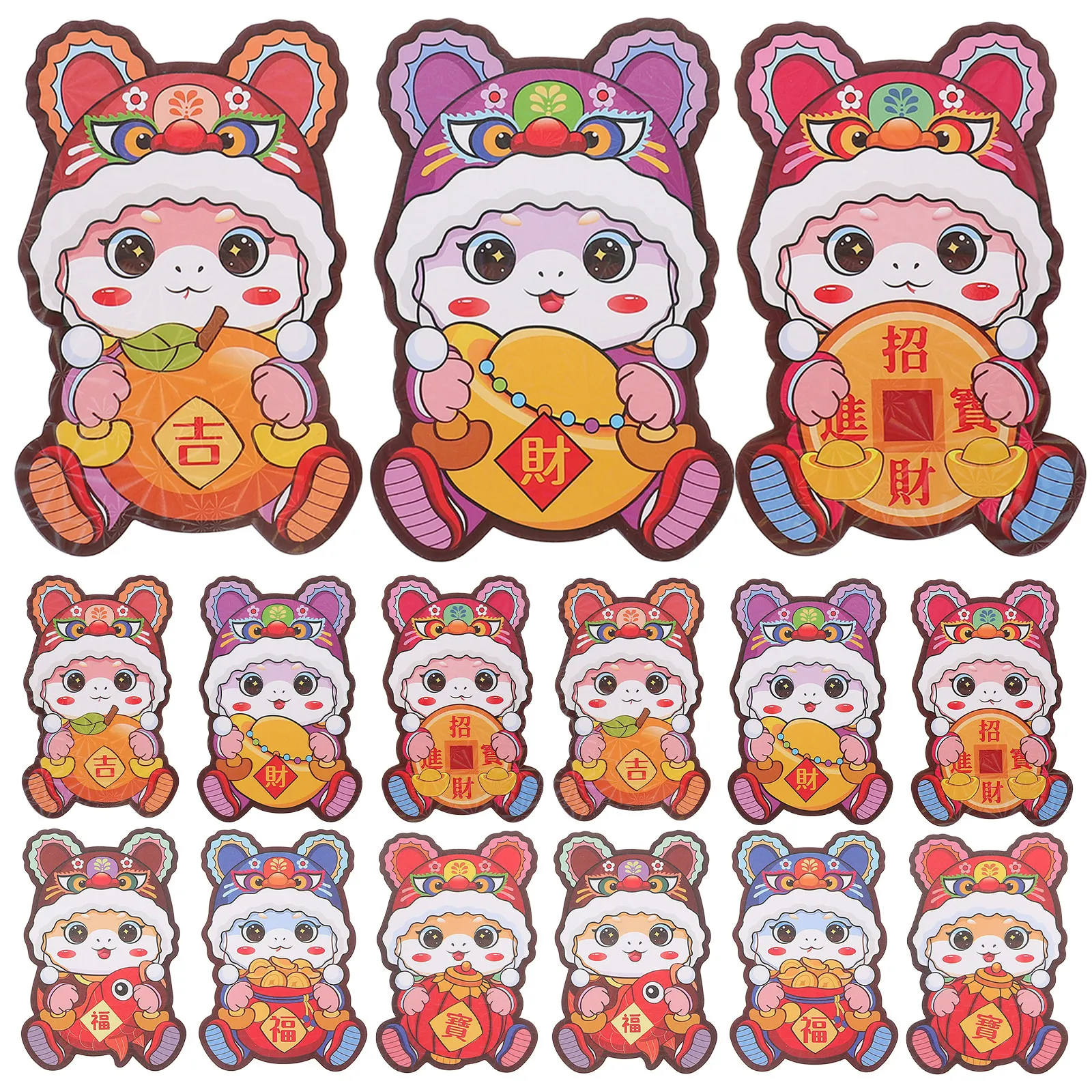 

30 шт. Китайские красные конверты с 3D-мультяшным изображением Змеи 2025 года для процветания и семейных встреч, для денег