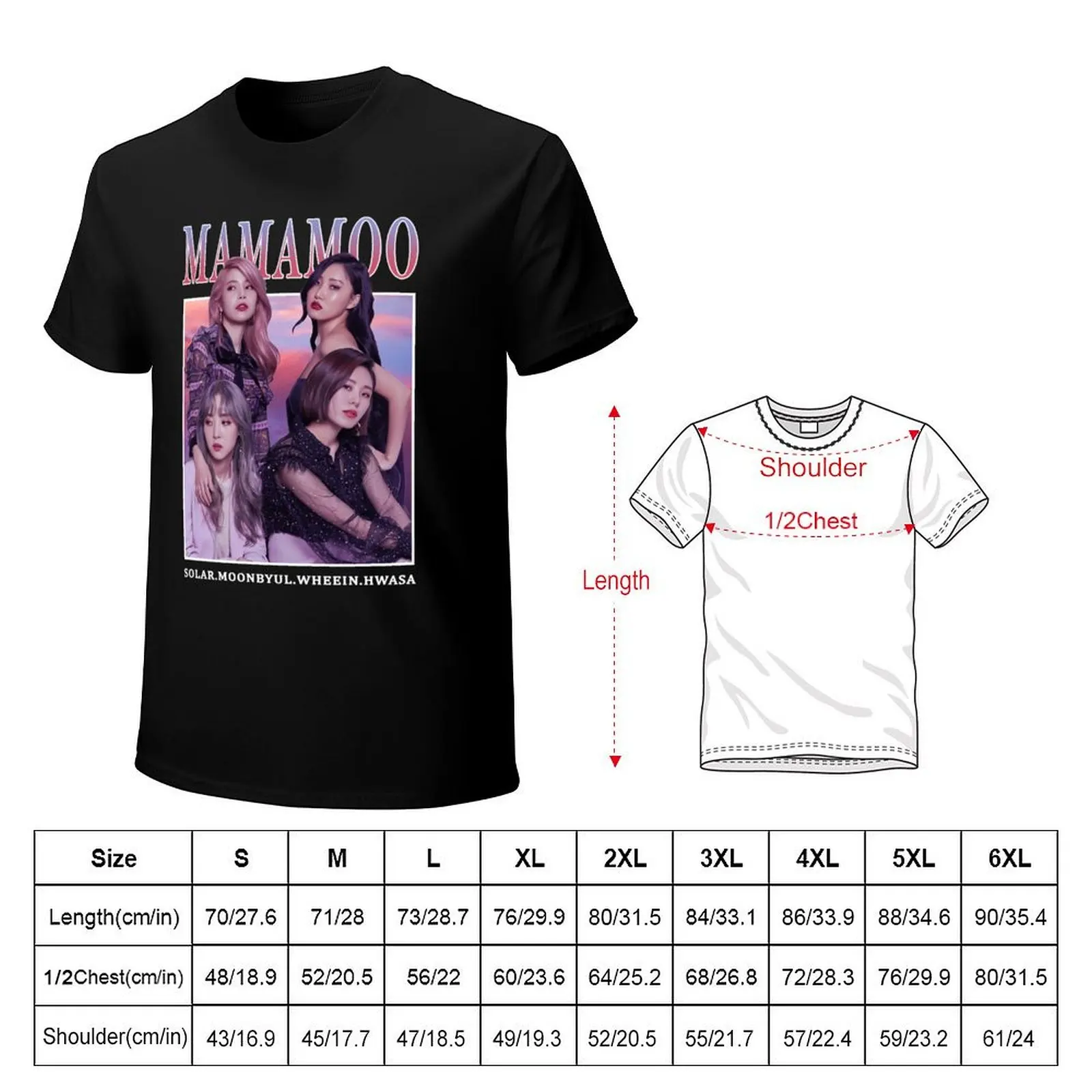 MAMAMOO Members Photoshoot Vintage Retro Band Style 90s T-Shirt Simple Solid Color Crew Neck Tee
