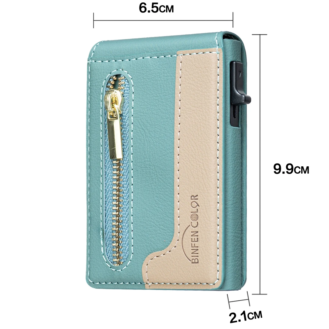 حامل بطاقات محفظة من جلد البولي يوريثان بسحاب مغناطيسي للأعمال الفاخرة للرجال والنساء غطاء مسند بقصة ضيقة مقاوم للصدمات #5