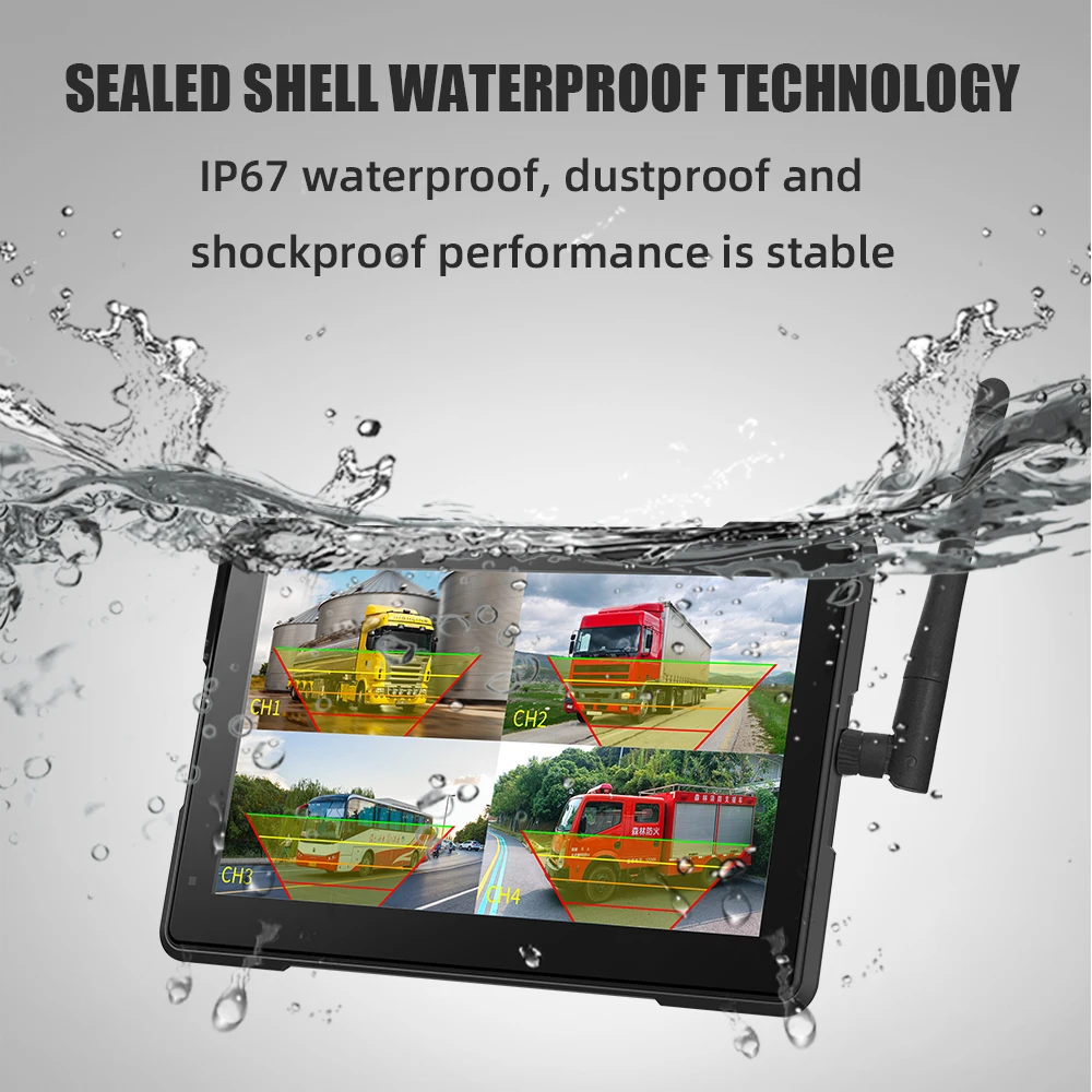 7 ''HD 1080P كاميرا احتياطية لاسلكية طقم مراقبة لسيارة RV تخييم مقاوم للماء كاميرا الرؤية الجانبية سبليت شاشة قابلة للشحن الشمسية #3