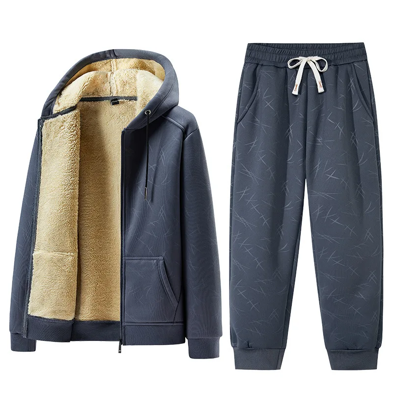 Thicken Men's Winter Morning Warm 1-2 PCS Running Set Sports Underwear Fast Drying Skiing Training Clothes Fleece Tracksuit