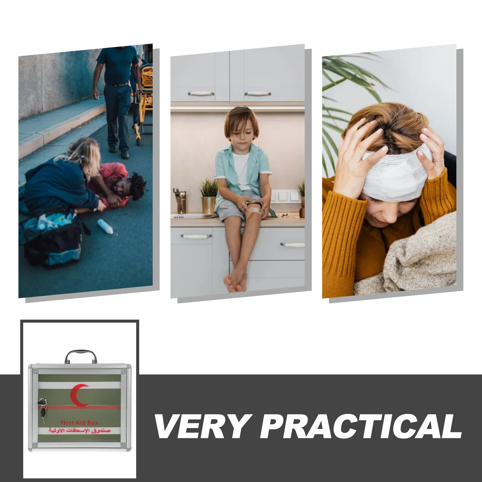 First Aid Medicine Box Aluminum Alloy Large Capacity Lockable Storage Container For Home Office Outdoor Use First Aid Case