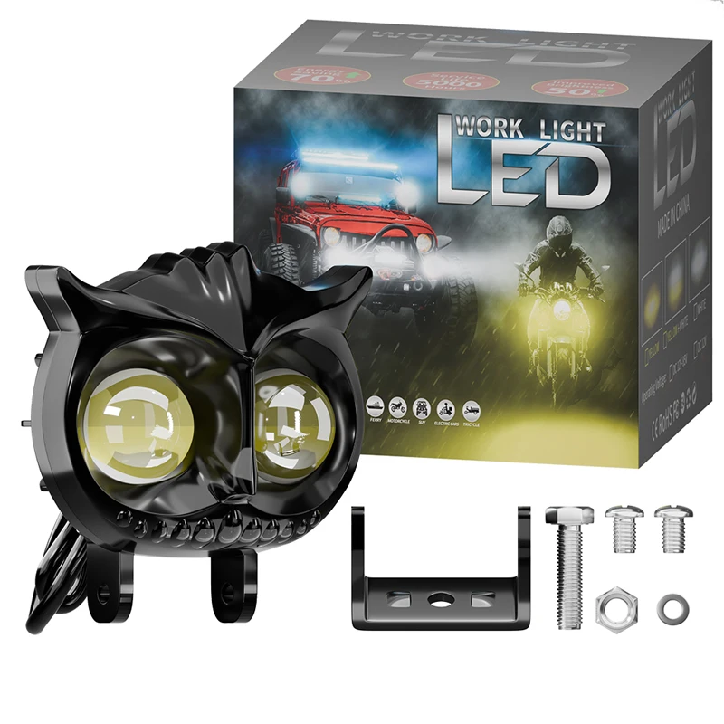 

Motorcycles Led Headlight spotlight Car Dual Color Owl Fog Light for car Scooter Auxiliary Lamp motorcycle Accessories lights