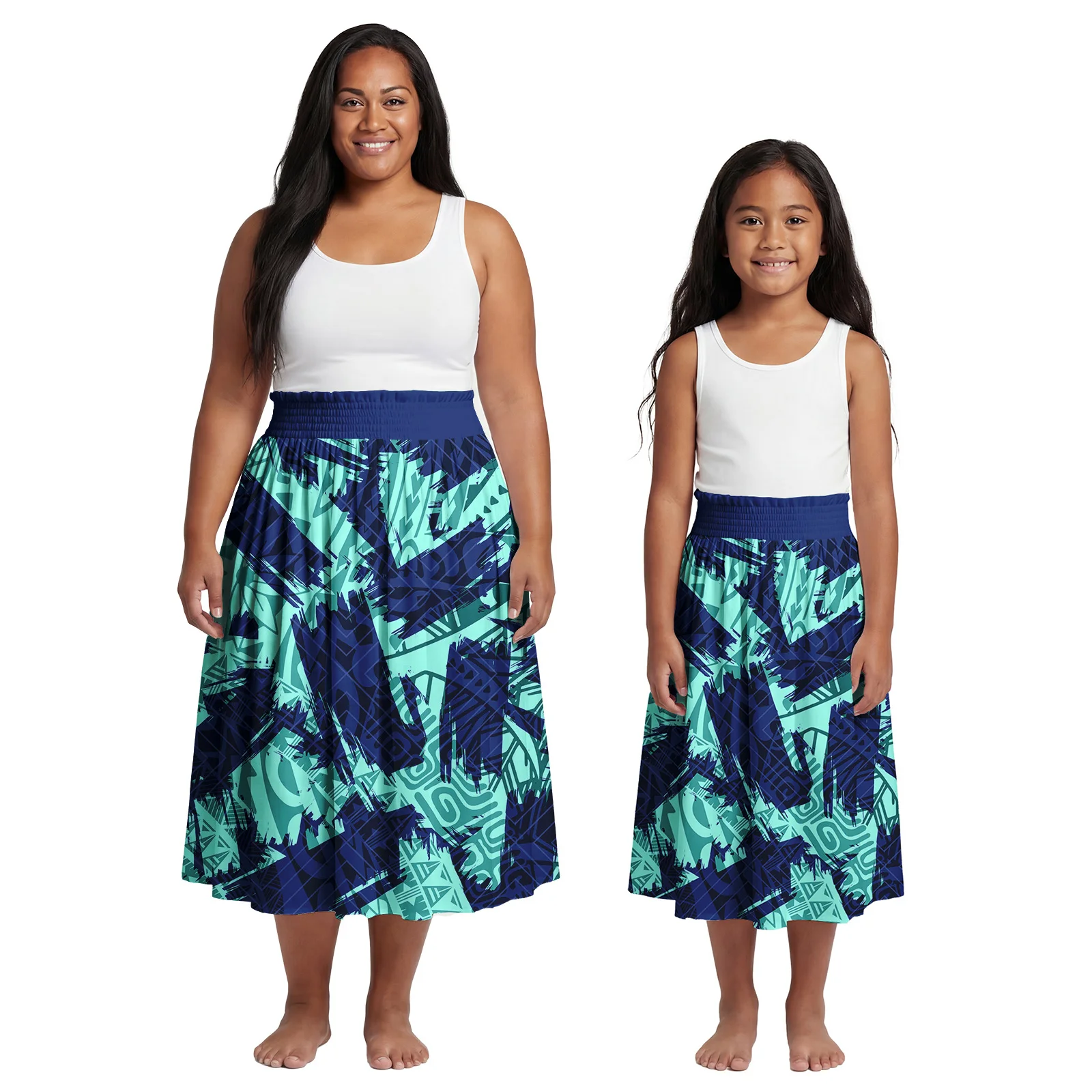 Upscale Clothes Custom Excellent Aloha Family Set Samoan Mother Daughter Pleated Dresses Polynesian Plus Size Lady Girls Skirts